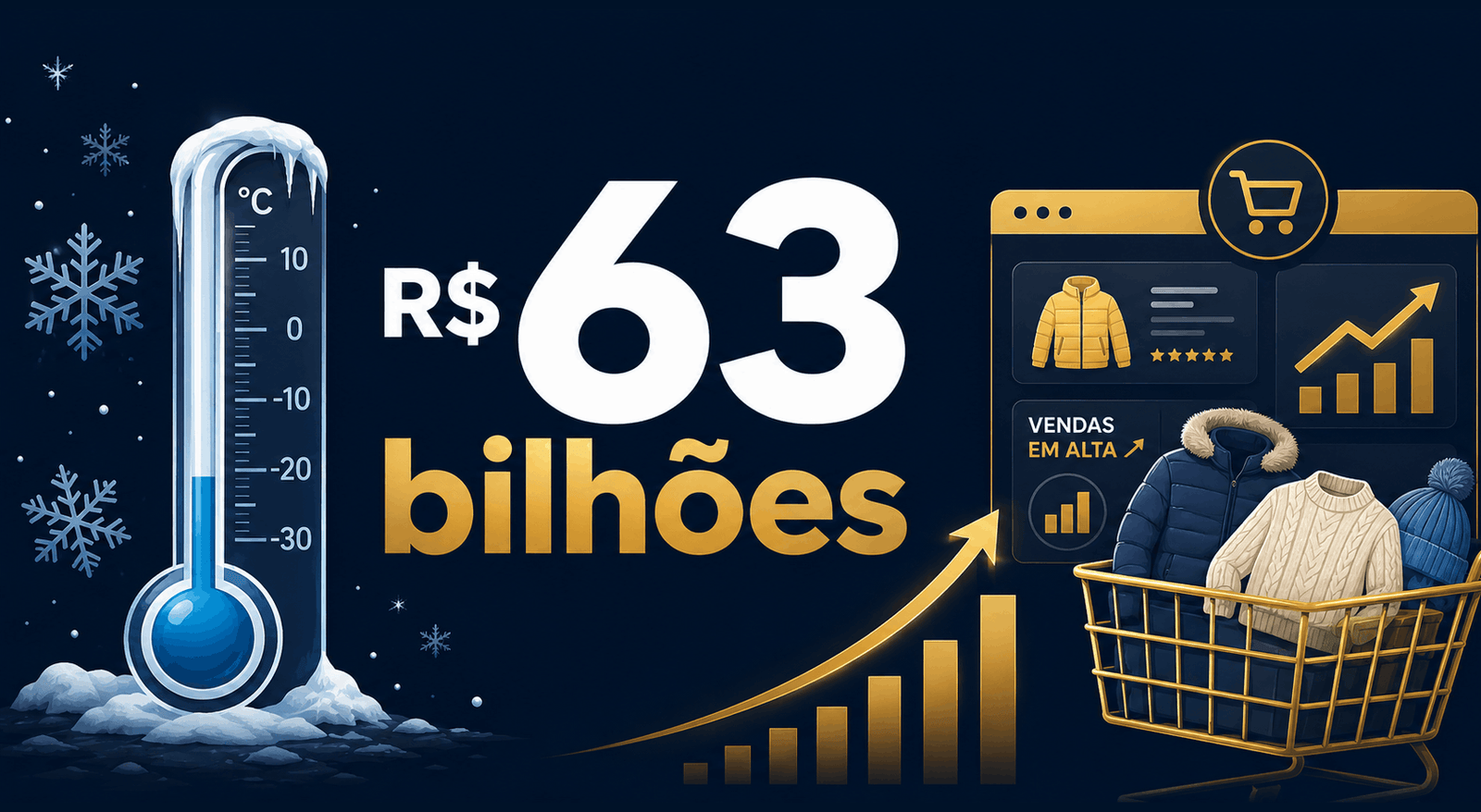 O varejo de moda projeta R$ 63,34 bilhões no inverno 2026, com crescimento de 35% nas vendas online e ticket médio recorde de R$ 297