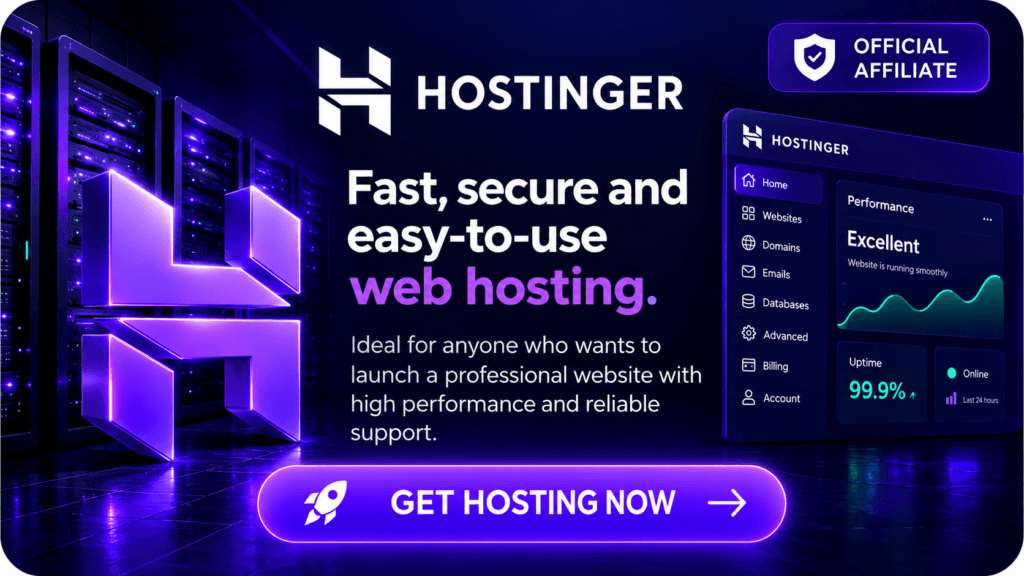 Banner Parceiro Hostinger hospedagem premium EU